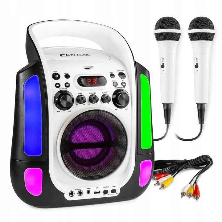 Głośnik KARAOKE bluetooth LED RCA AUX CD+G/2 MIC EAN (GTIN) 8715693319033