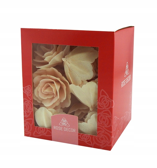 Kwiat Waflowy Dekoracja Na Tort Kwiaty Urodziny Róża Pudrowy 35 szt