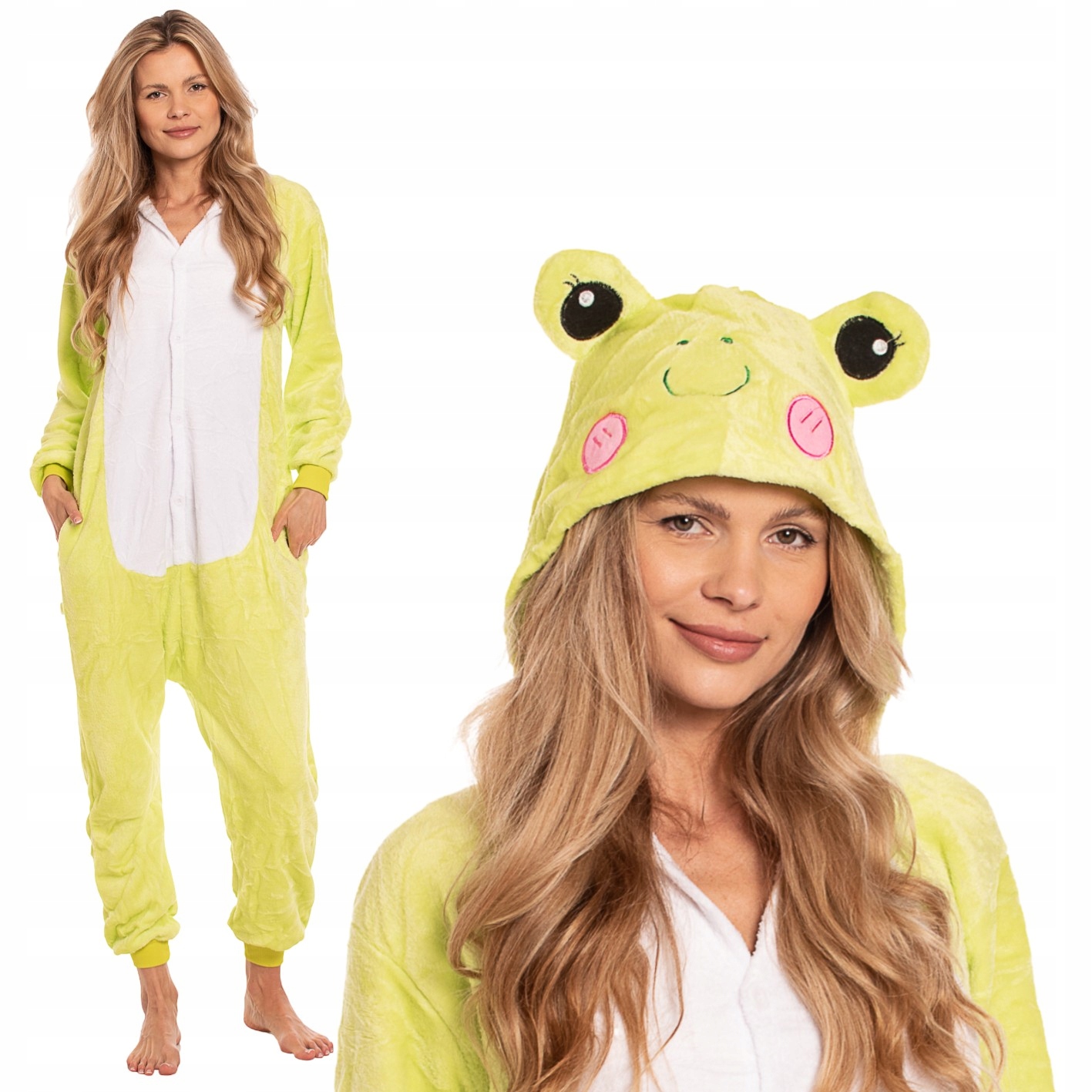 Dámské pyžamo kombinéza Kigurumi Overal Kostým Žába Zelená 165-175 cm L