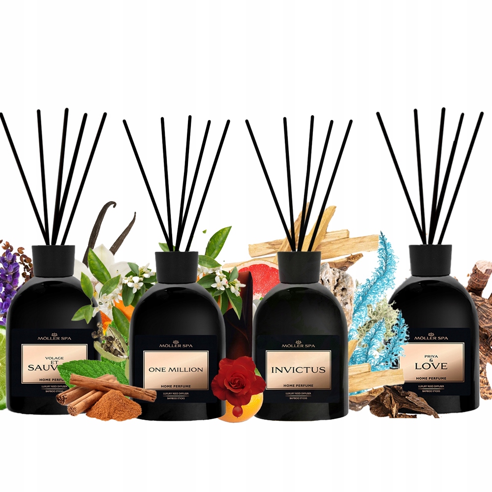 Levně 4 x 250 ml MIX Pánský Parfém Do Domácnosti S Tyčinkami Dárková Sada 1000 ML