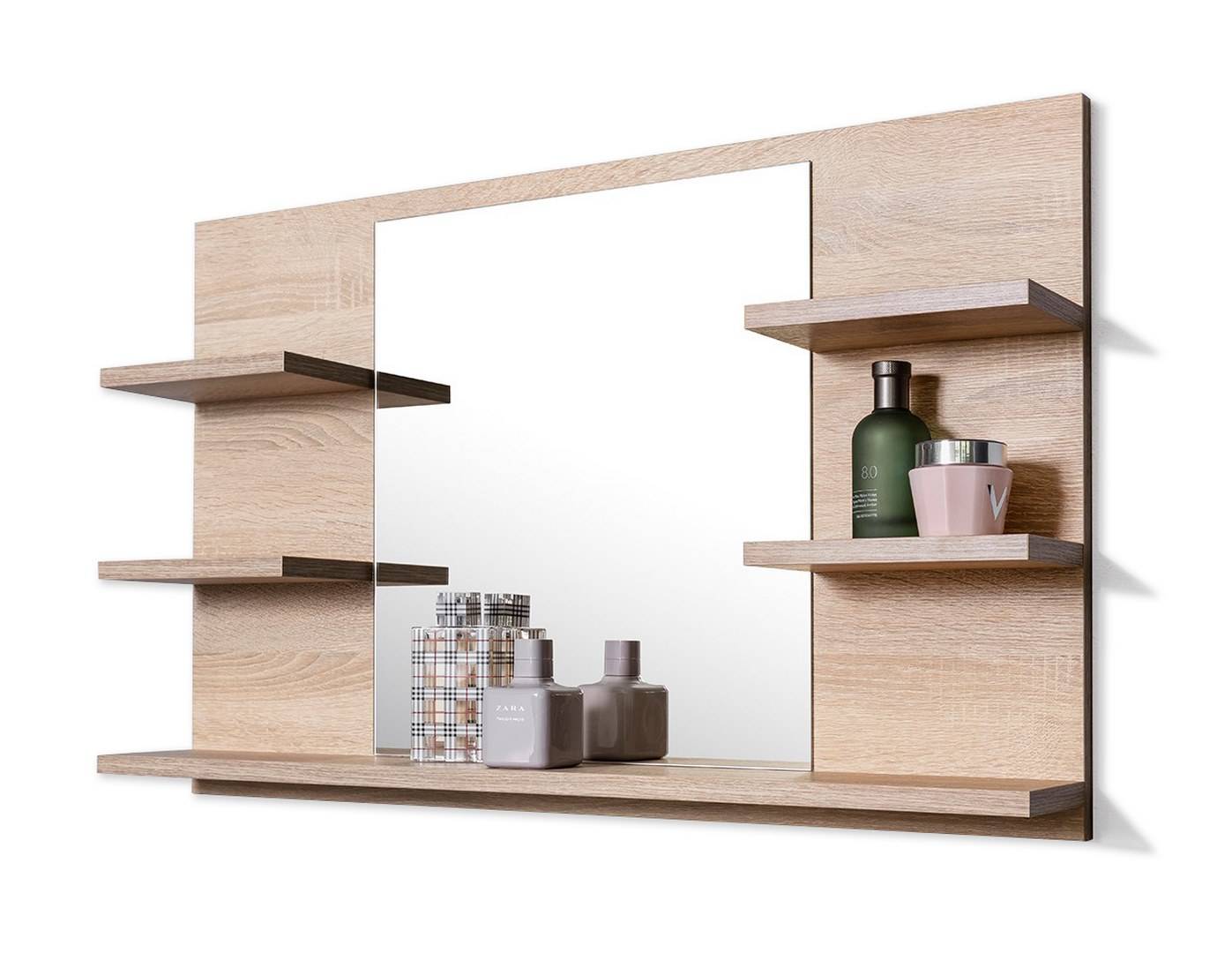 Zrcadlo s policemi Better Home, 80 x 50 x 12 cm, dub sonoma, 1 ks