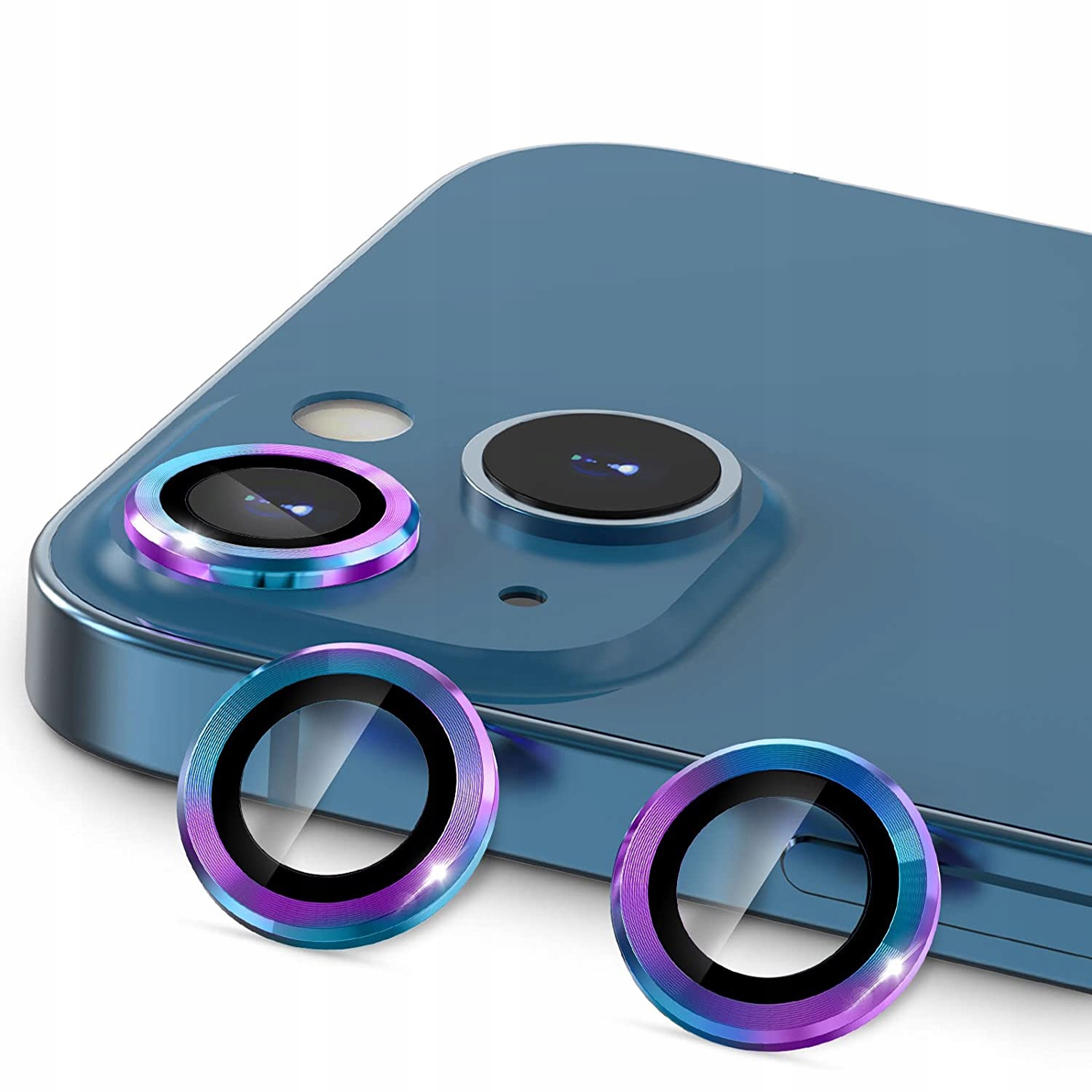 

Ring Szkło na Aparat do iPhone 13 Tęczowy