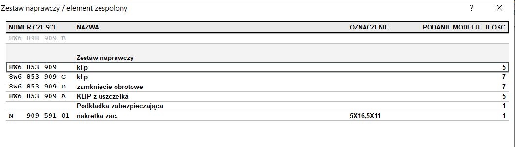 ZESTAW ELEMENTÓW MOCUJĄCYCH PRÓG ZEWNĘTRZNY AUDI RS5 ASO ORYGINAŁ Producent części Audi OE