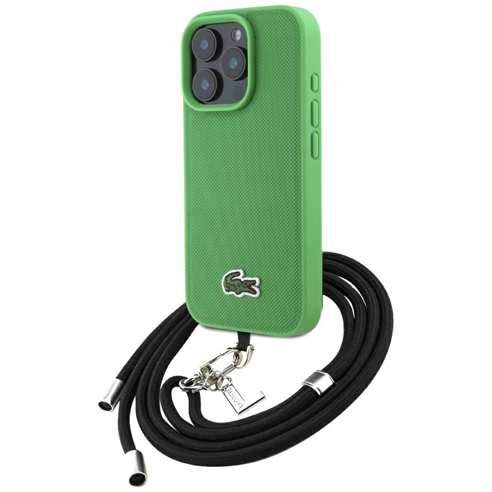 Pouzdro Lacoste Iconic Petit Pique Crossbody Cord pro iPhone 16 Pro, zelené