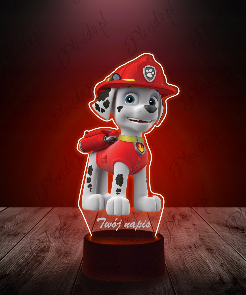 Lampka Nocna Dla Dzieci z Nadrukiem 3D LED Psi Patrol Marshall Prezent Marka Plexido