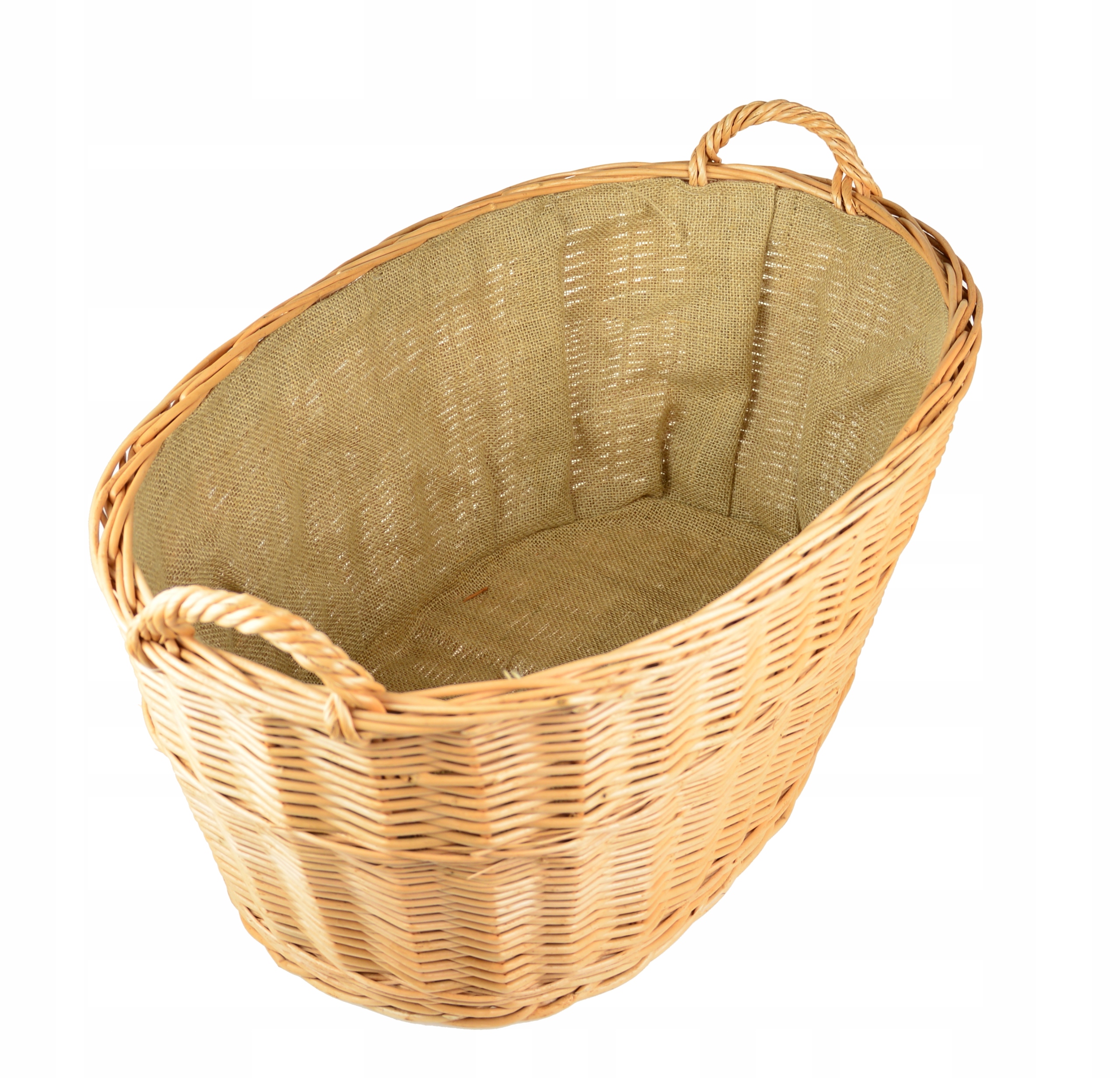 Wiklinowy KOSZ NA DREWNO ZABAWKI JUTA 70cm Materiał wiklina