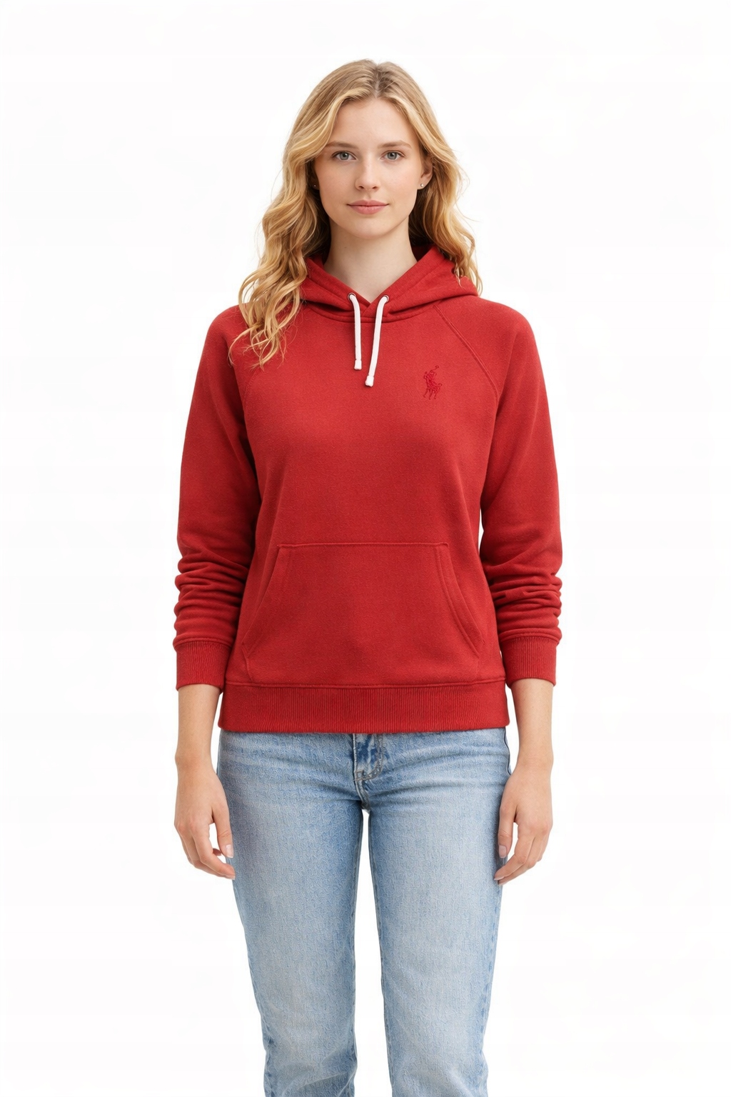 Ralph Lauren Červená Mikina S Kapucí A Klokaní Kapsou Bavlna Xs I4C