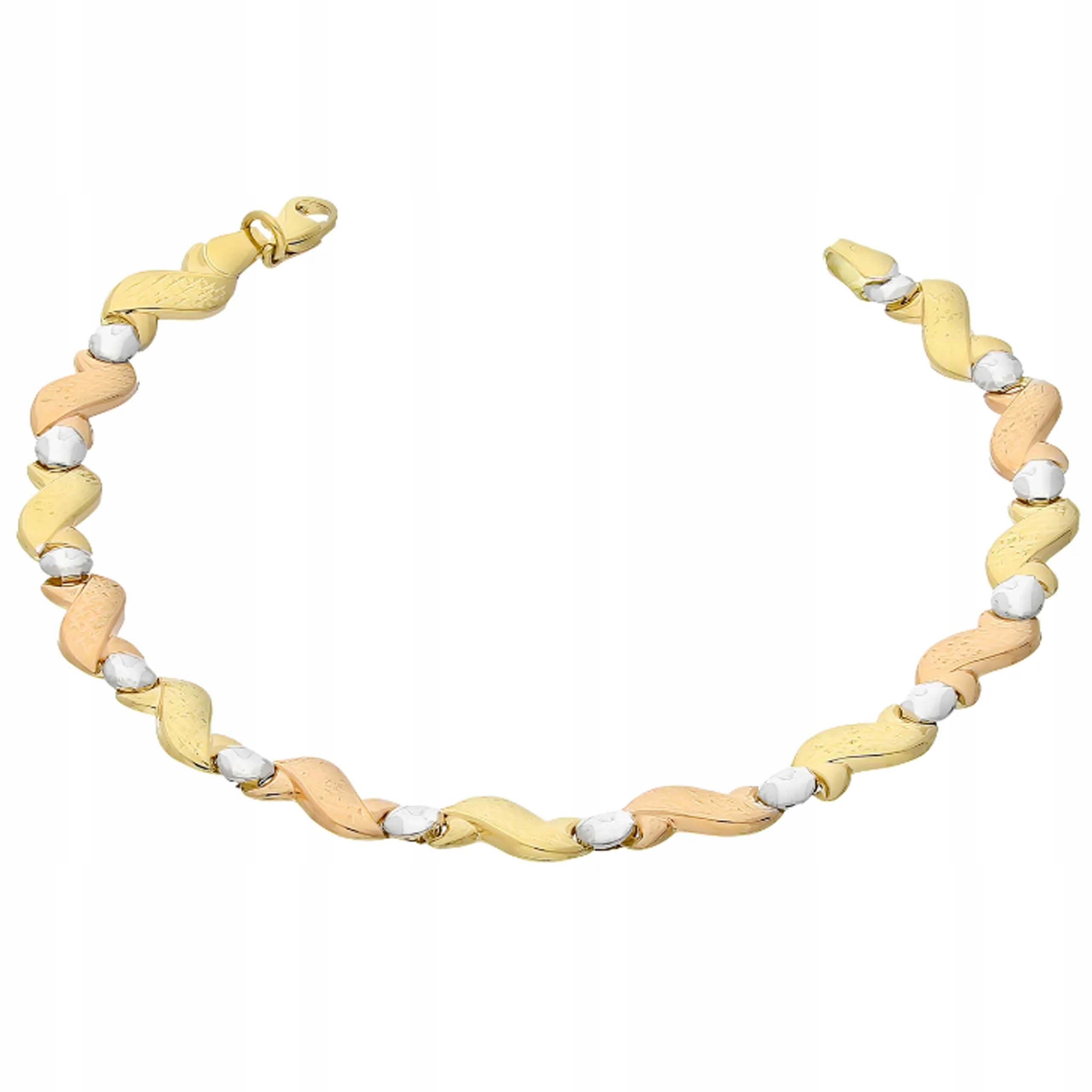 Zlatý náramek 585 dílků, tři barvy 14K zlatem, modulární dárek