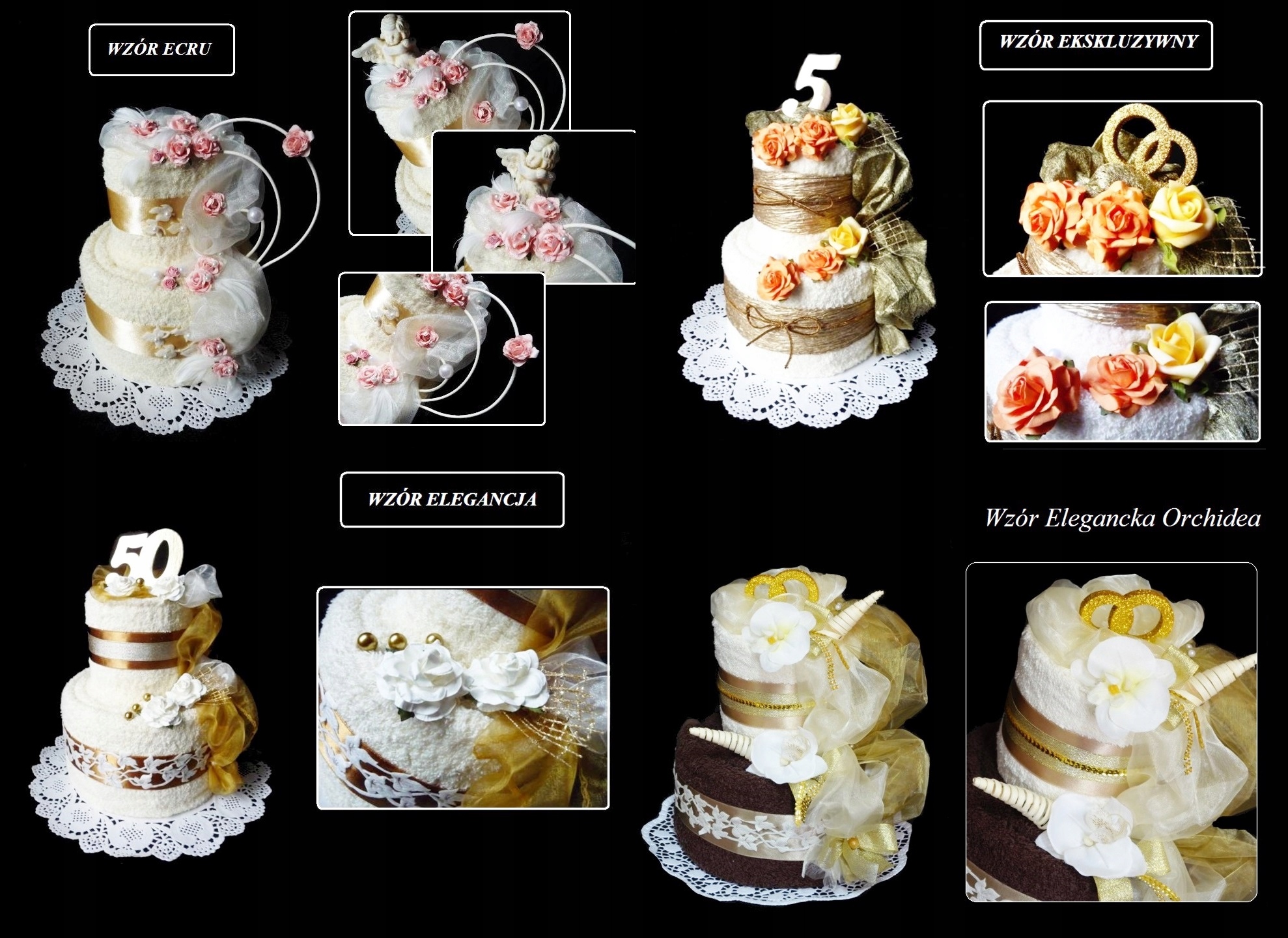 TORT z 2 RĘCZNIKÓW Prezent na Ślub Rocznicę Ślubu Wymiary ręcznika 70x140cm