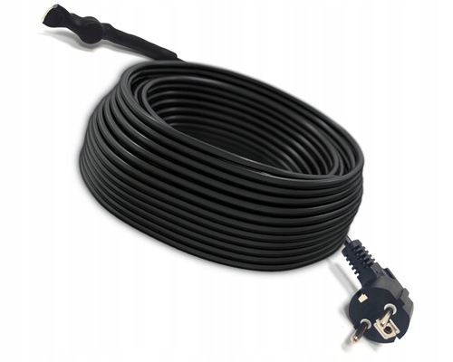 Kabel Grzewczy Przewód Grzejny Stałooporowy 15W/m z Termostatem do Rur 2m