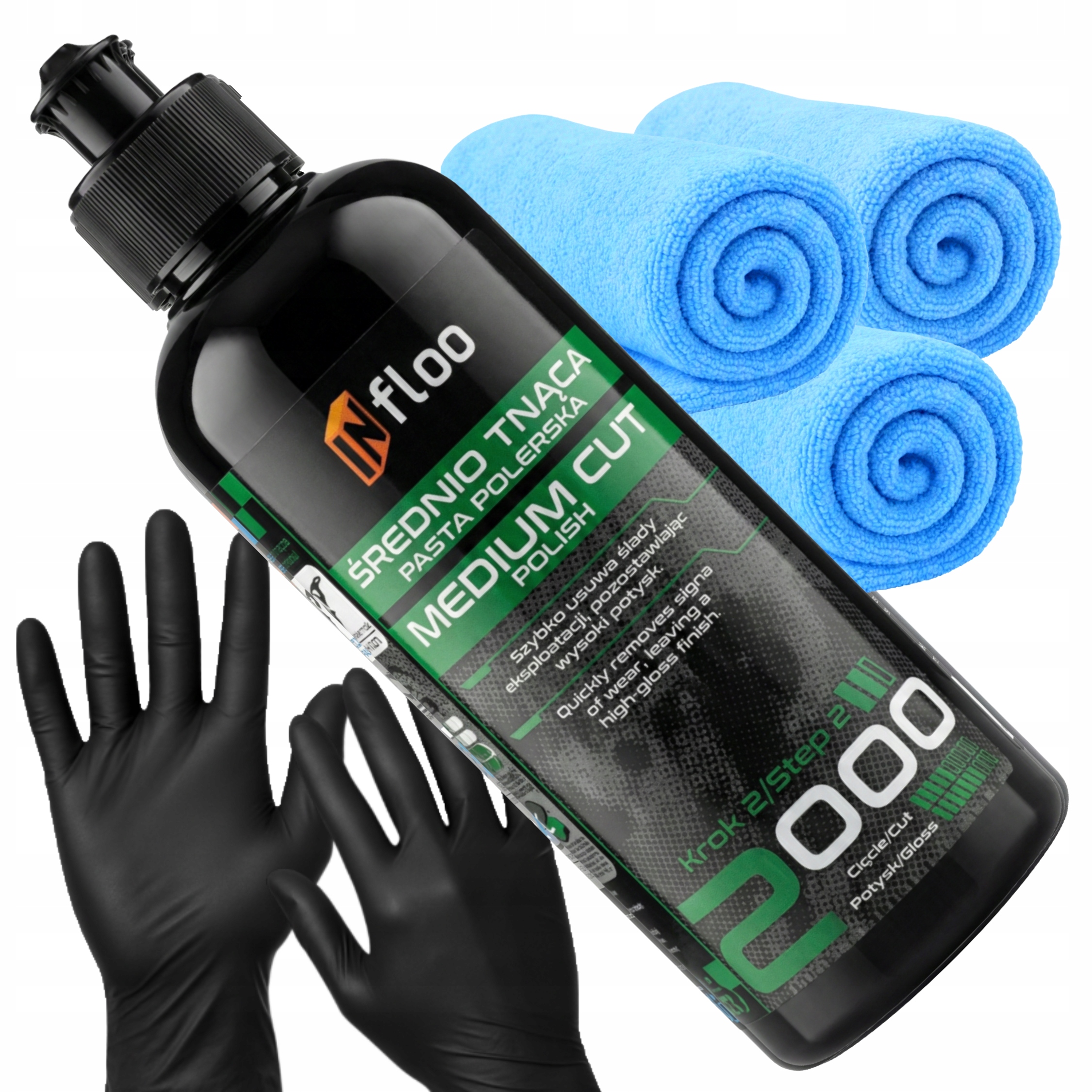 Pasta polerska INfloo Średnio Tnąca 2000 Do Polerowania Mikrofibra 300ml