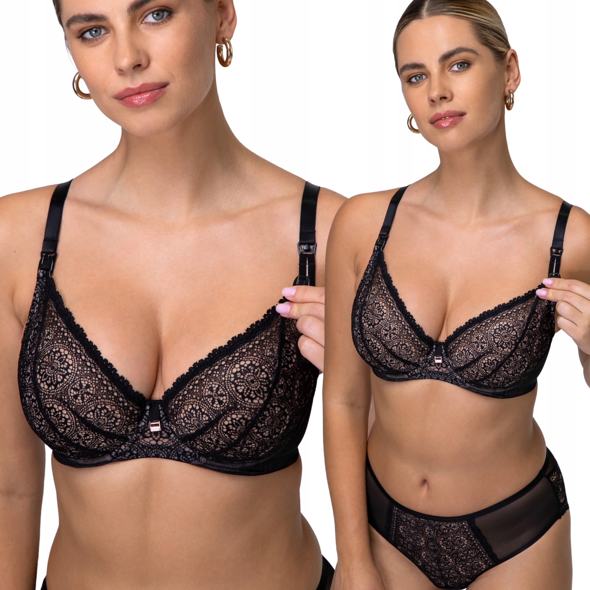 Odnímatelná podprsenka na kojení s krajkou Alles Mama Luvia U černá 65D