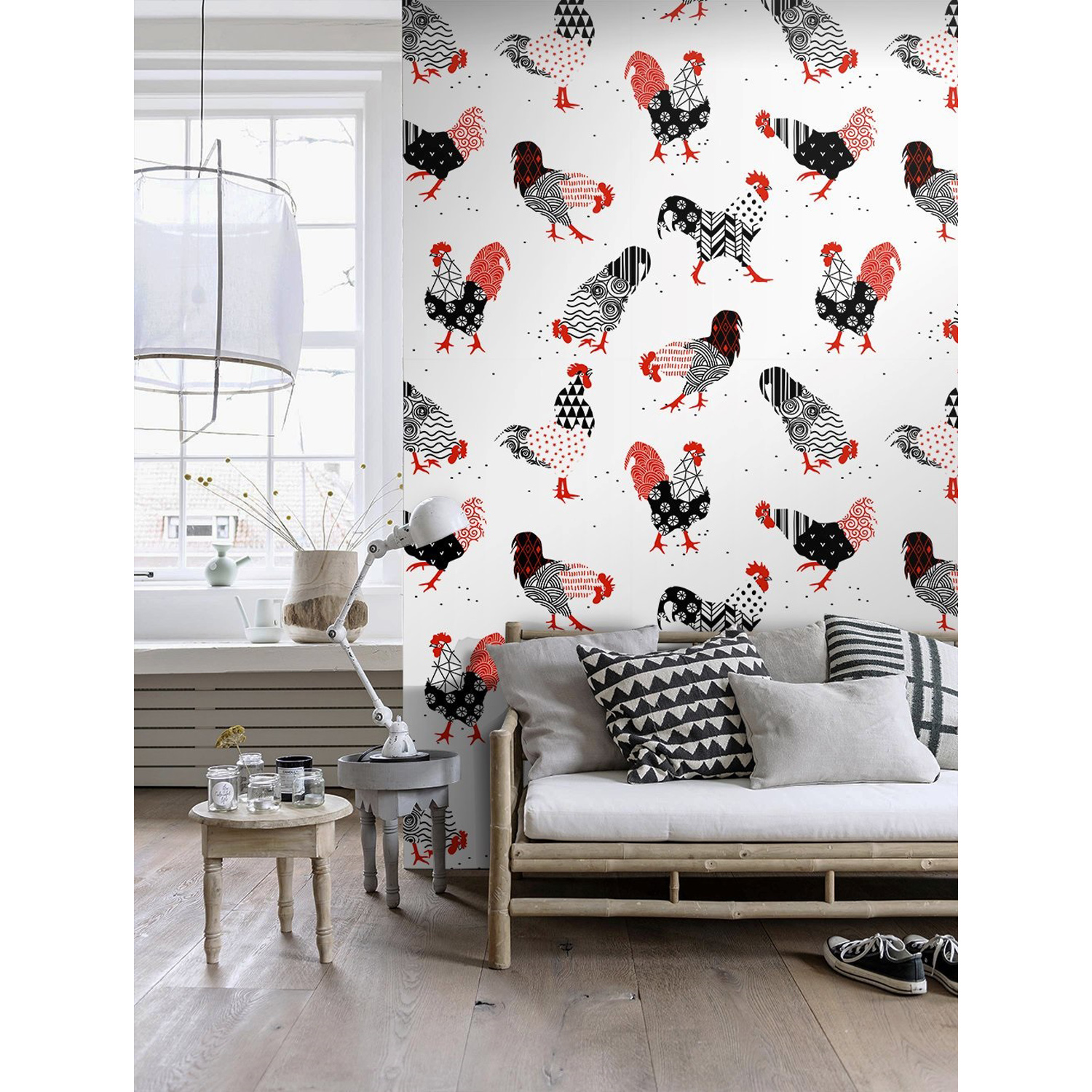 

Foto tapeta samoprzylepna Koguty czarne 250x104 cm