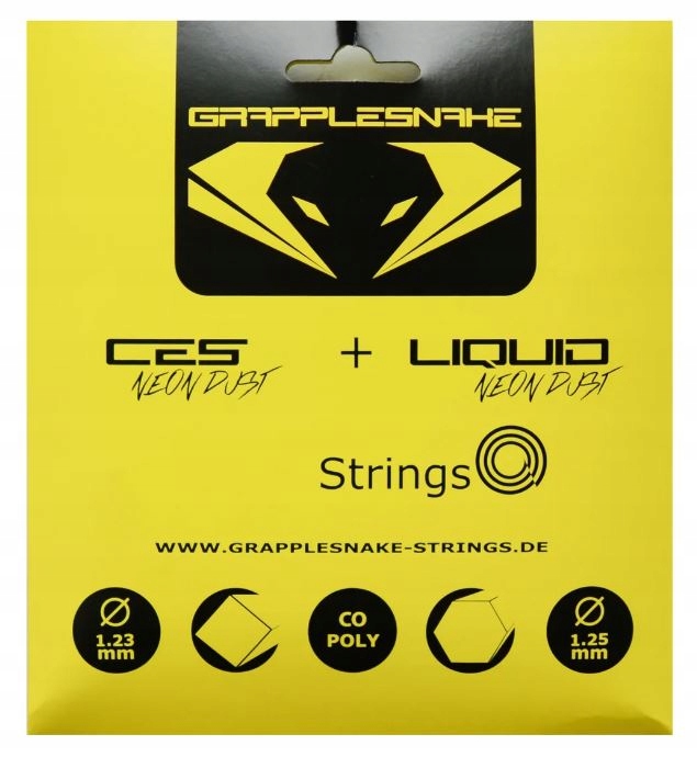 Naciąg tenisowy Grapplesnake Neon Dust Liquid/CES Hybrid 1,23/1,25 żółty