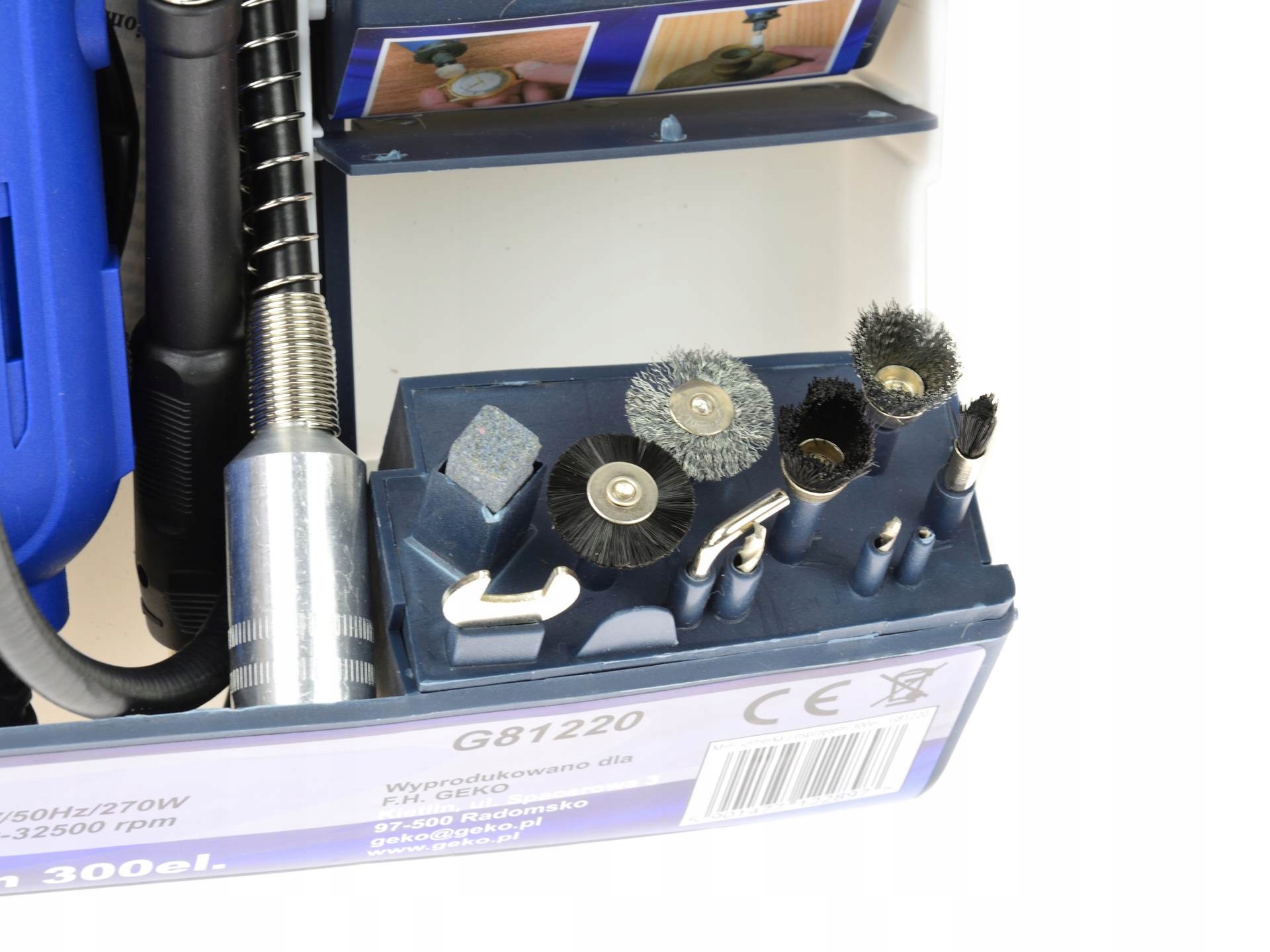 MULTISZLIFIERKA MINISZLIFIERKA 300 ELEMENTÓW 270W Maksymalna prędkość obrotowa 32500 RPM