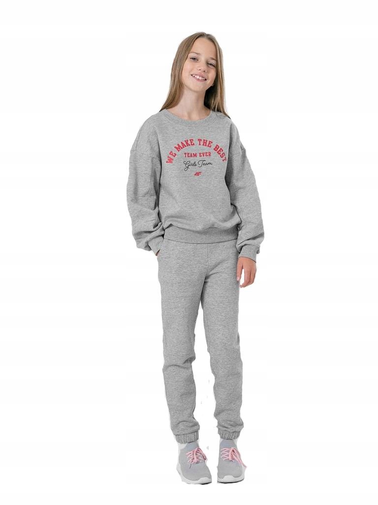 BLUZA DZIEWCZĘCA 4F BAWEŁNIANA SPORTOWA CIEPŁA BEZ KAPTURA DZIECIĘCA r. 164 Rodzaj Bez kaptura Wkładane przez głowę