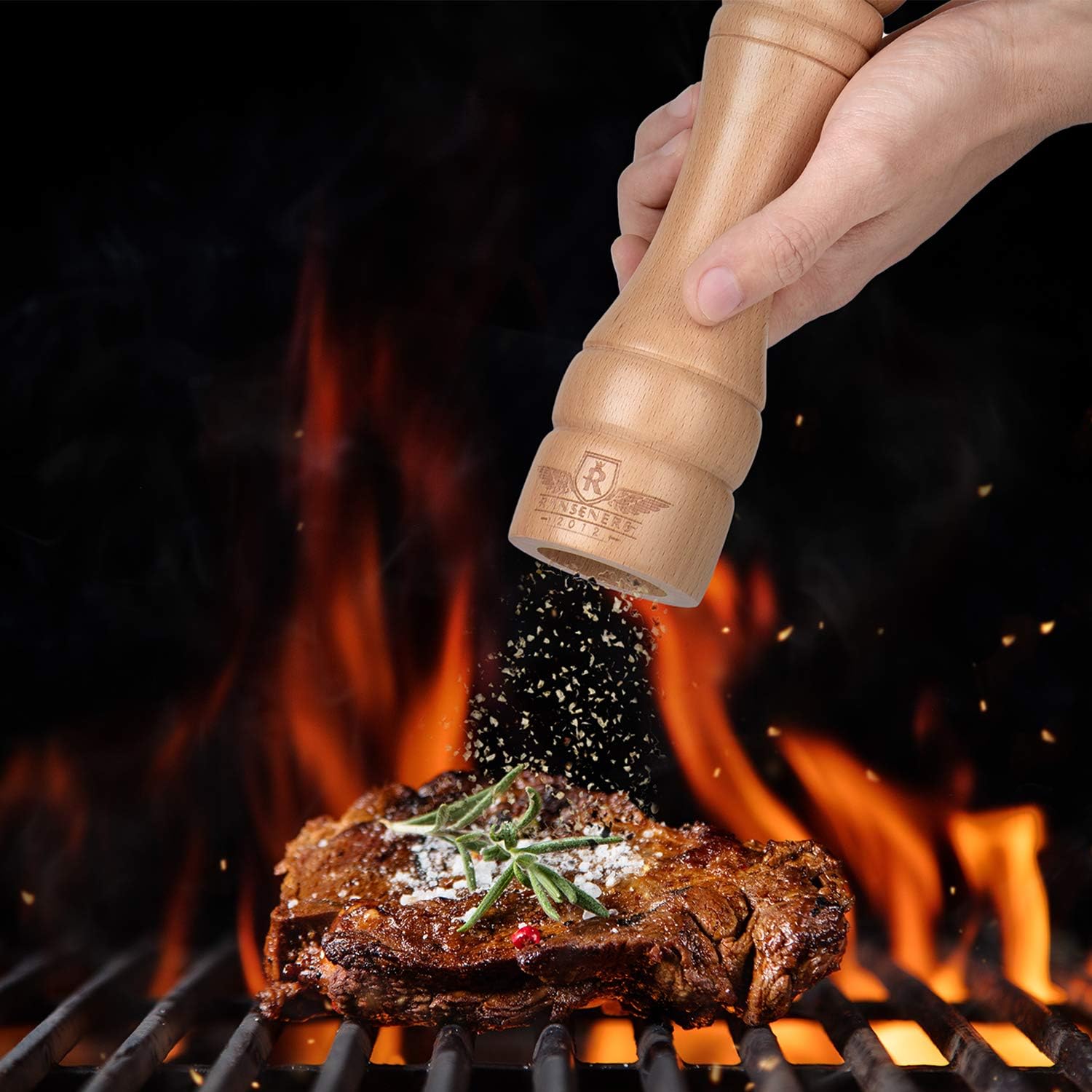 MŁYNKI DO SOLI I PIEPRZU PRZYPRAW Z DREWNA BUKOWEGO ZESTAW 2 SZTUK Model B087WNZ31G