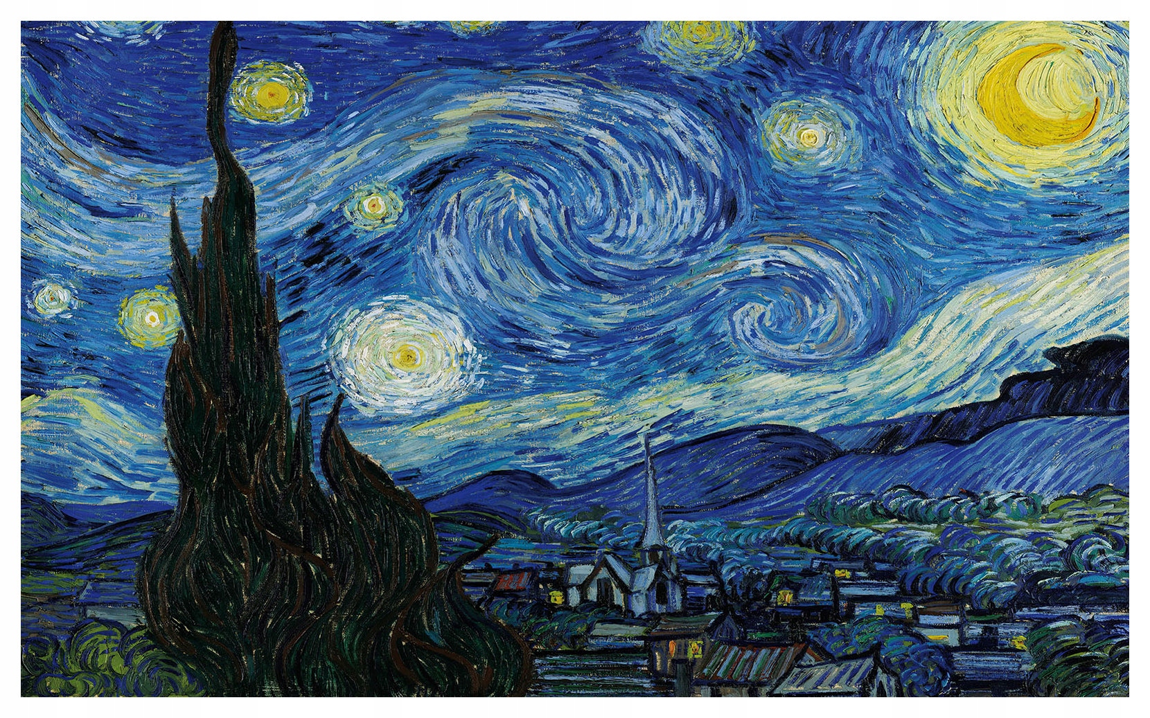 Fototapeta Toskánsko v noci hviezdy nad dedinou cyprusy Boho 350x250 lepidlo