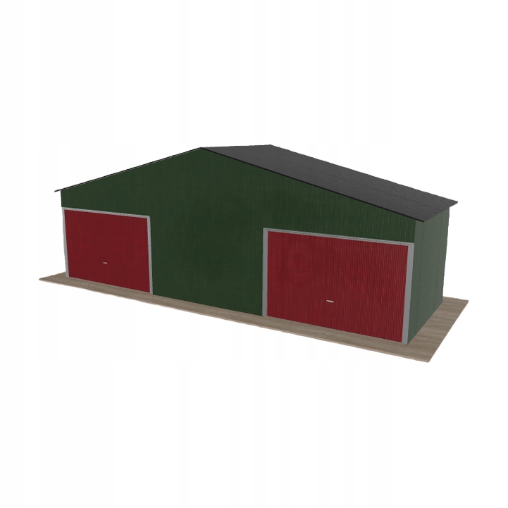 Plechová garáž 9x3 m dvoupolohová, dvoupolohová, zelená