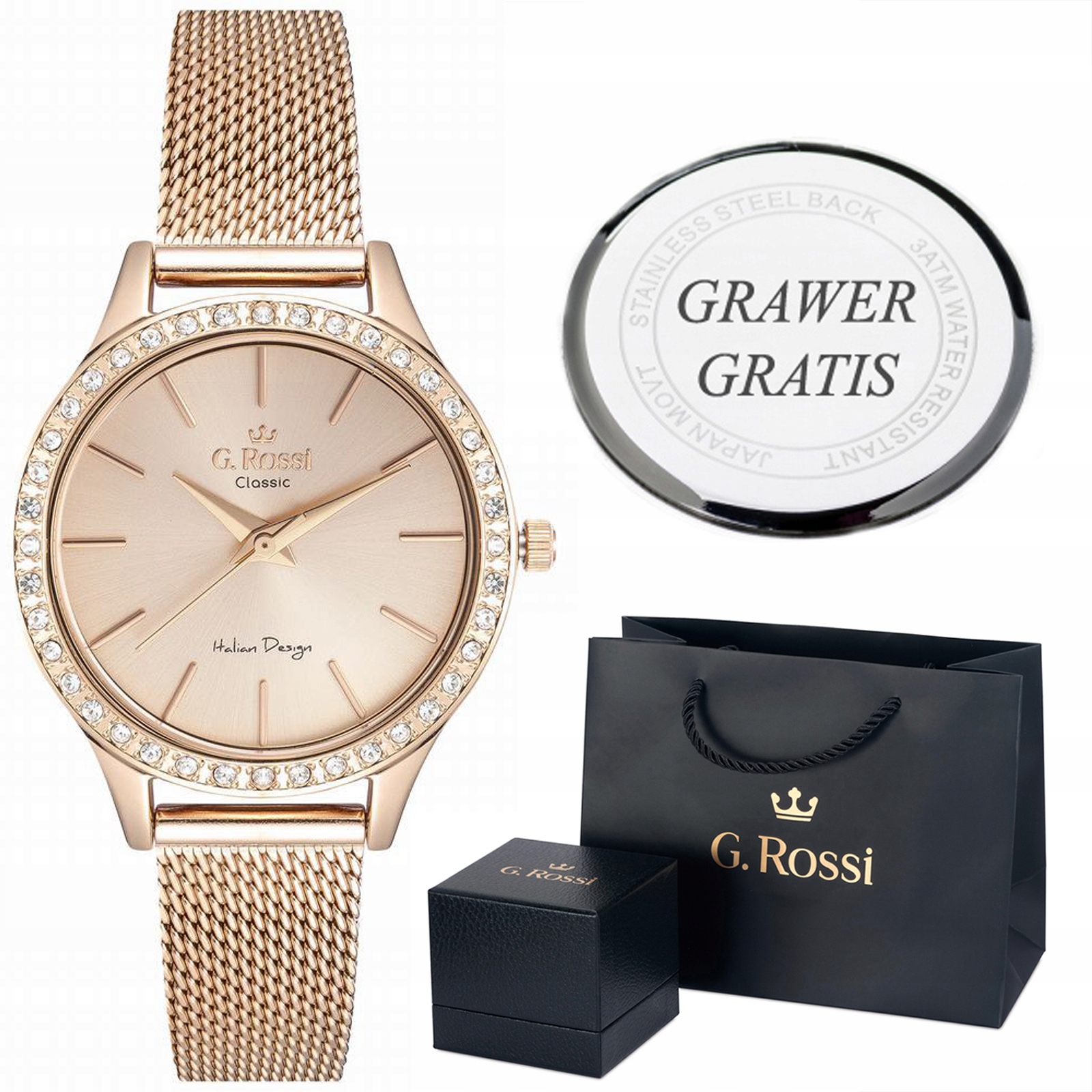

Modny Damski Zegarek G.rossi C10482B2-4D2 +etui