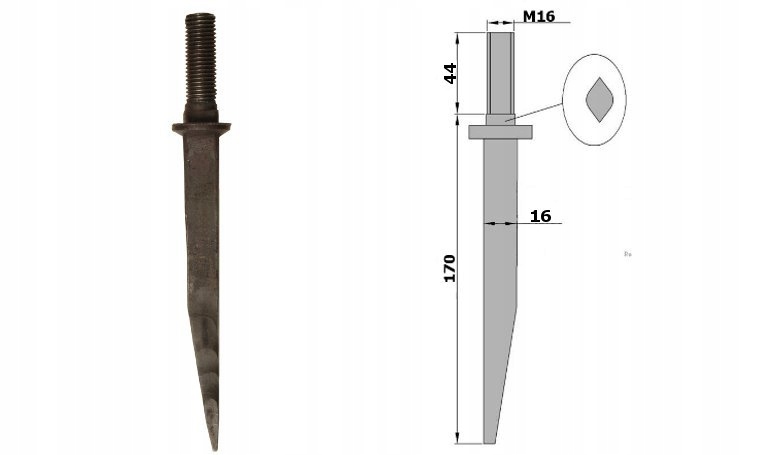 

Ząb Brony Polowej 16x170 Gwint M16 Niemiecki