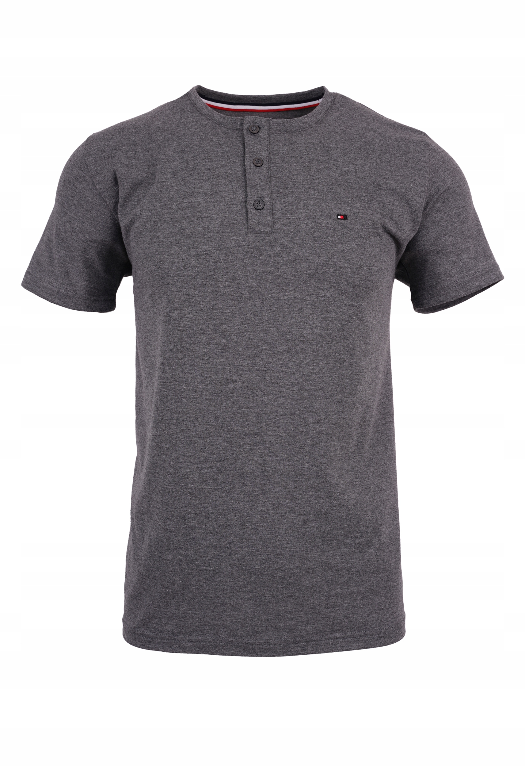 

T-shirt Męski Szary Koszulka Siwa Guziki Duża 3XL