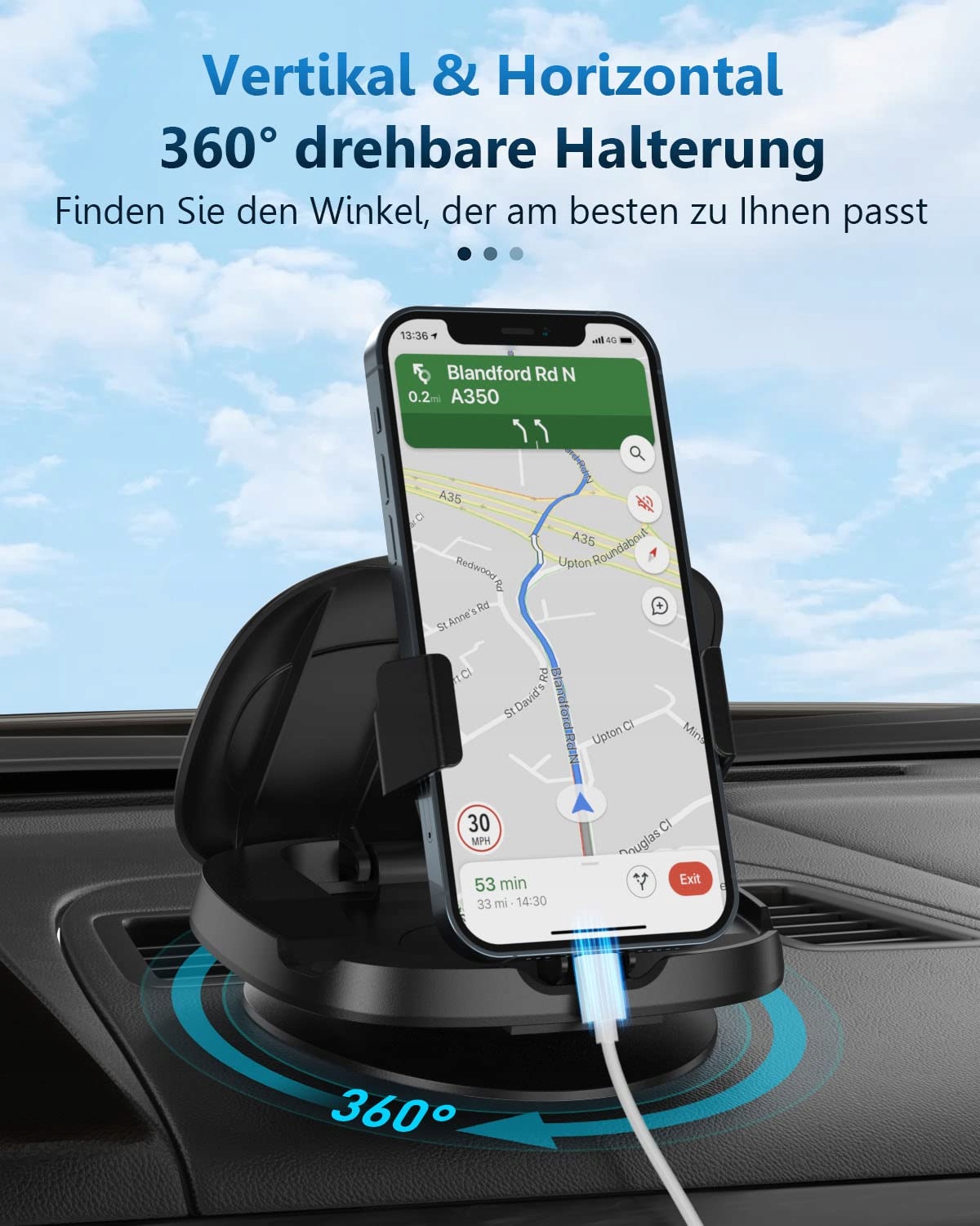 JOYEKY Uchwyt Samochodowy Na Telefon 360 Stopni Do iPhone Androidy — miniatura 2