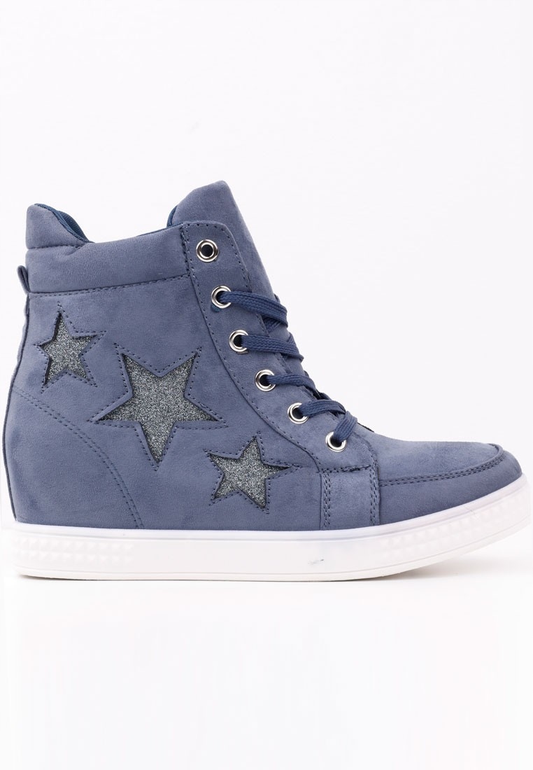 GRANATOWE BOTKI NA KOTURNIE 40 ZAMSZOWE SNEAKERSY Rozmiar 40