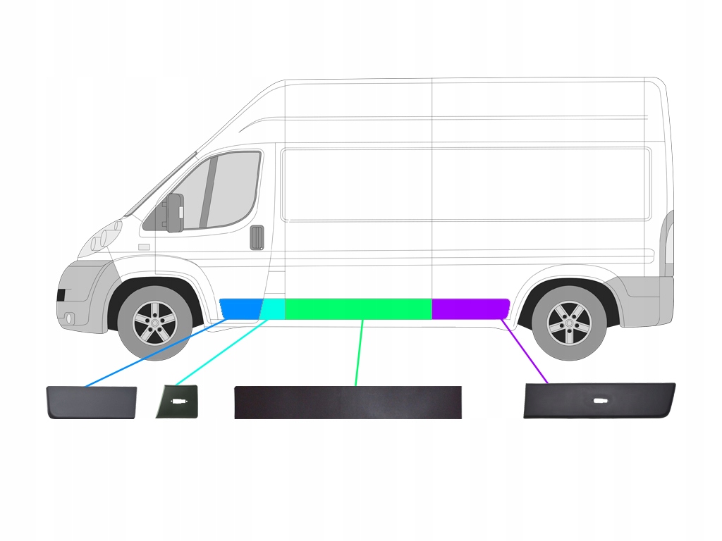 250.050.0027+76+32+74 - БОКОВЫЕ МОЛДИНГИ ЛЕВЫЙ СЕРЫЙ DUCATO BOXER JUMPER MAXI