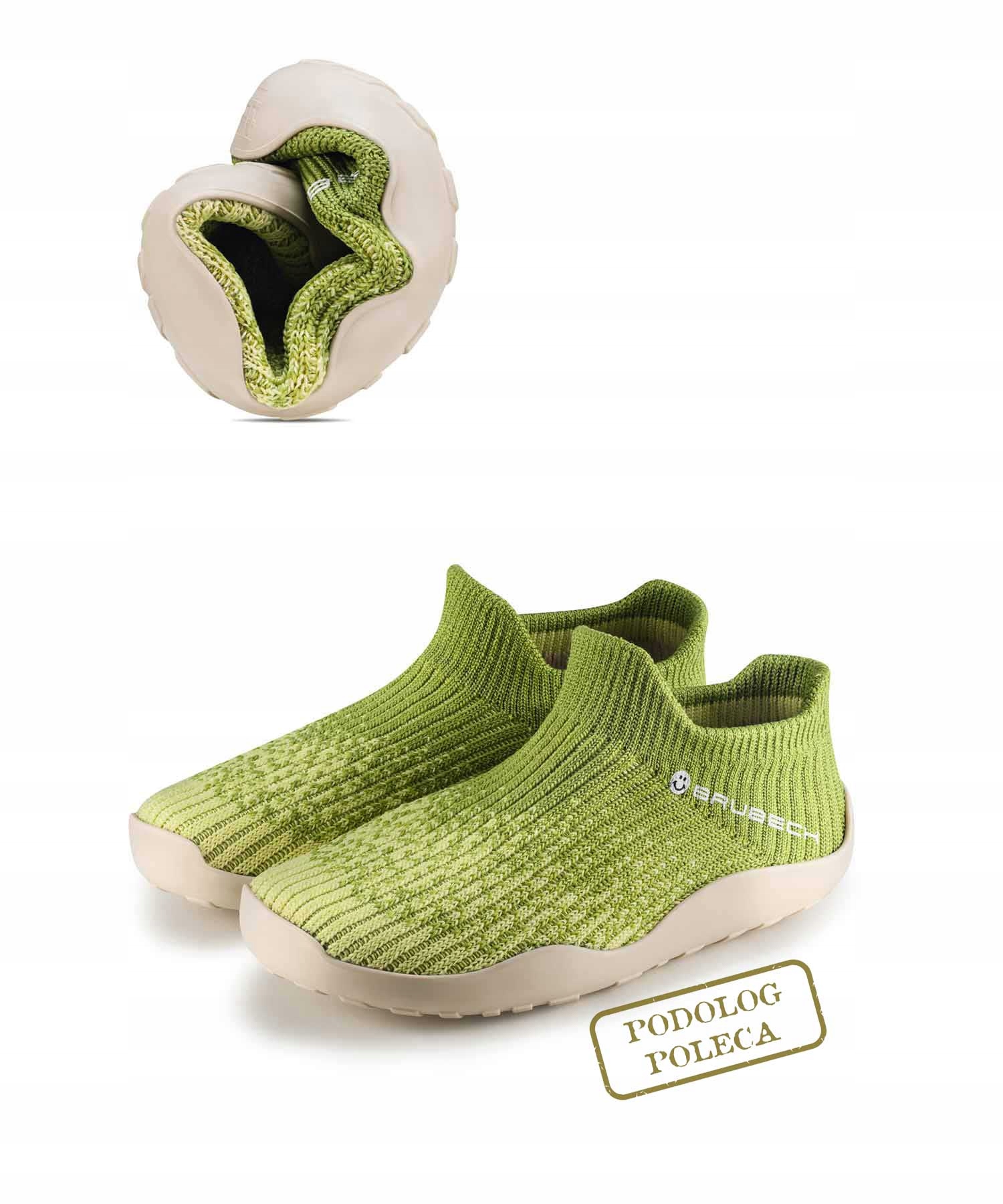 Dziecięce buty minimalistyczne Brubeck Barefoot zielony/kremowy 29