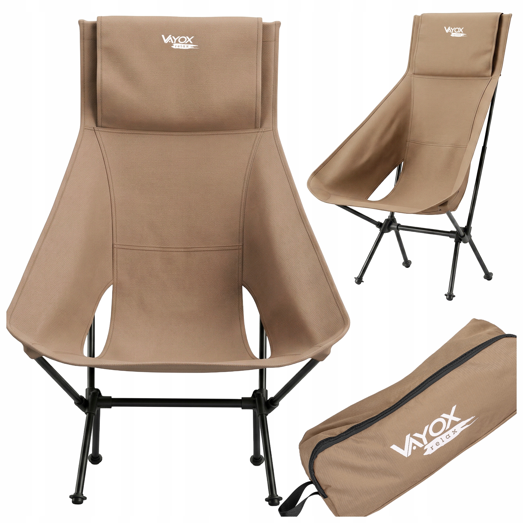 Krzesło Składane Ogrodowe Wędkarskie Turystyczne Wysokie Fotel 120kg Vayox