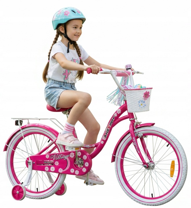 Rower dla dziewczynki 20 cali Mexller różowy Rowerek dziecięcy kółka boczne