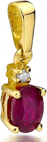 Zlatý přívěsek 585 s rubínem a diamanty 0,70 g, elegantní vzor jako dárek