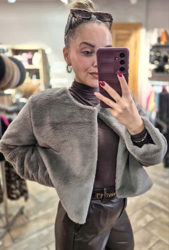Bunda Bolerko Barzutka Kožíšek Šedá Uni
