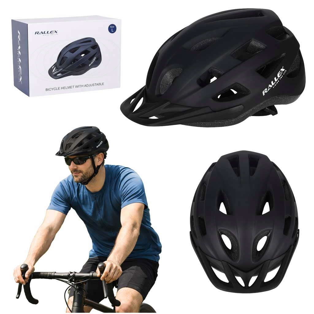 Kask rowerowy na rower RALLEX damski męski regulowany czarny 58-62cm