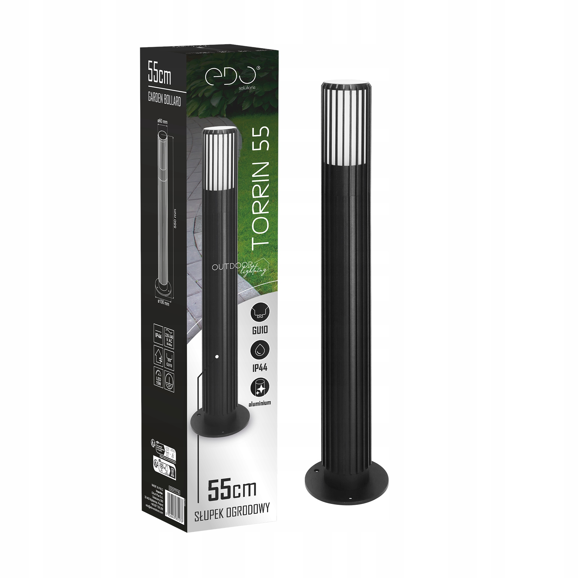 Edo Lampa Ogrodowa Zewnętrzna Stojąca Torrin Latarnia Słupek 55cm Led GU10