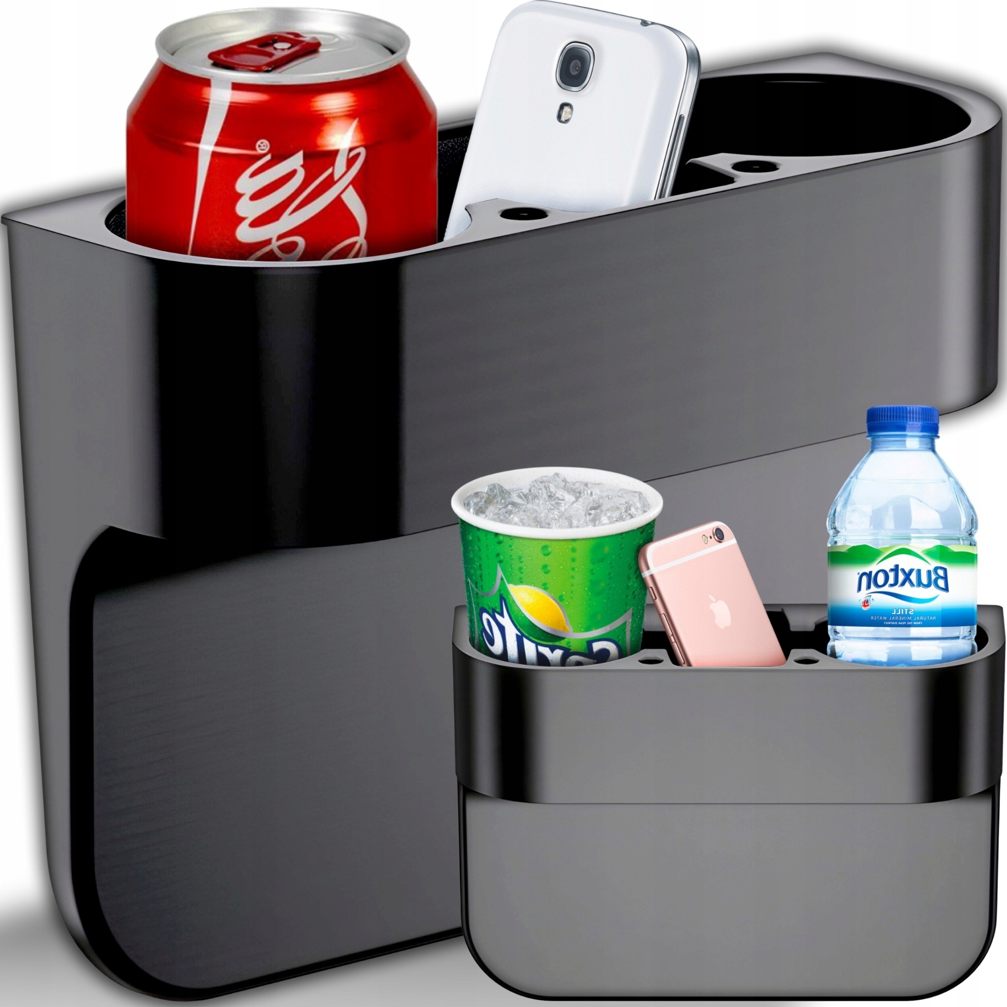 Uchwyt Samochodowy Na Napoje Kubki Telefon Do Auta Duży Czarny