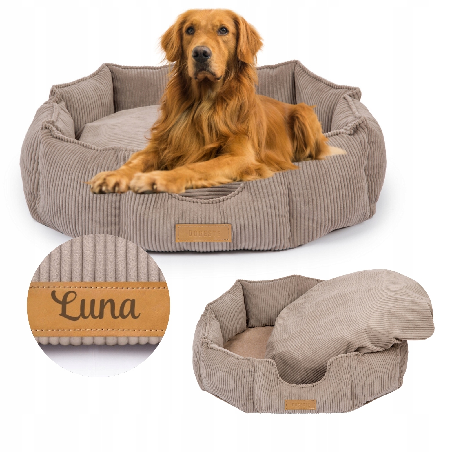 Levně Pelíšek pro psa Potah Pohovka XL Oválná s gravírováním Bonus jméno 100x85