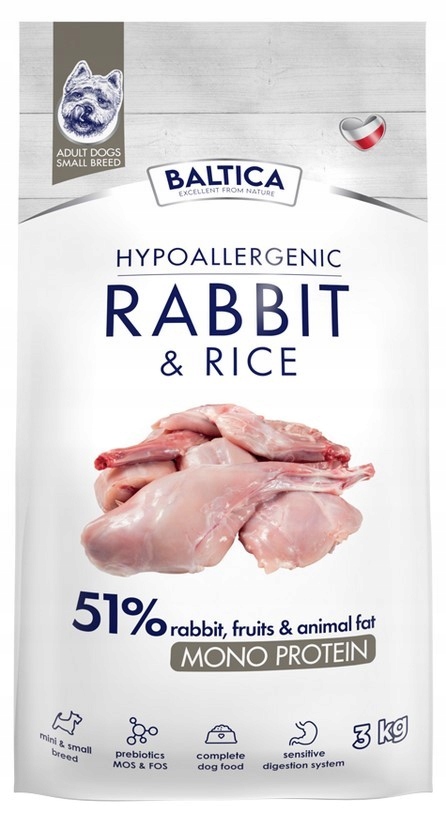 Baltica Nutraceutic Hypoallergenic Rabbit and Rice Xs/s 3kg