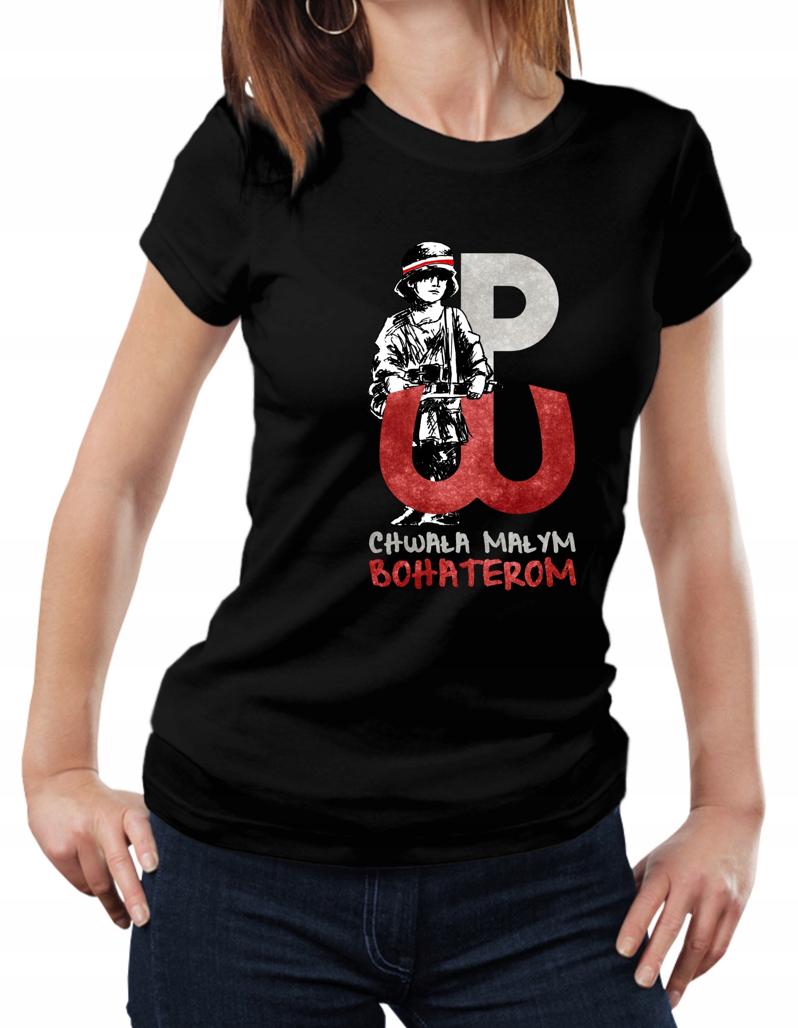 

Damska Koszulka Patriotyczna Czarna Bawełna r.XL
