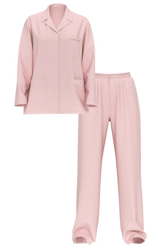 Dlouhé bavlněné pyžamo Victoria's Secret růžové S (M) Regular