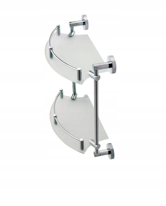 Sklenená polica Stella polkruhová, dvojitá, chróm, matné sklo