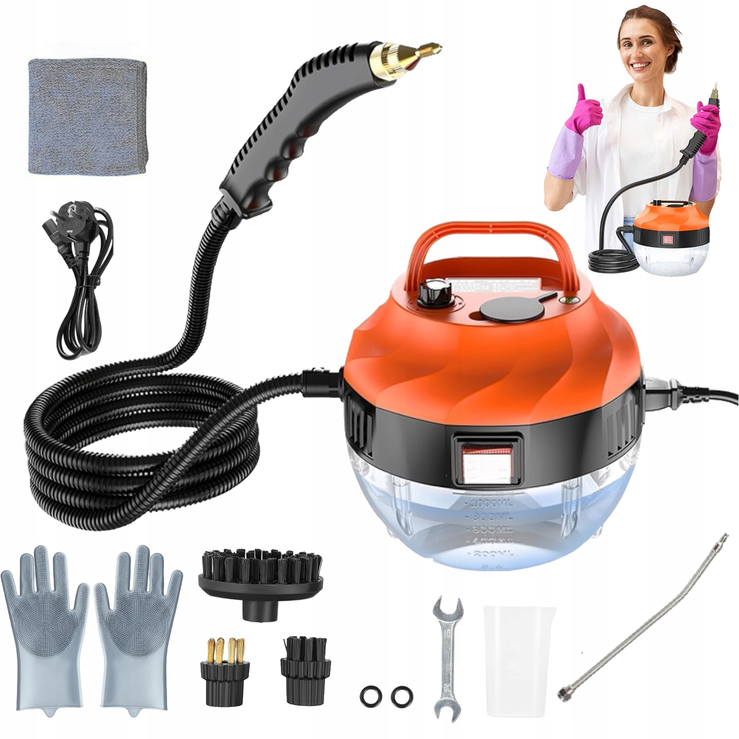 Ruční Tlaková Parní Myčka Se 3 Nástavci Na Kartáček 1000 ML 2500 W