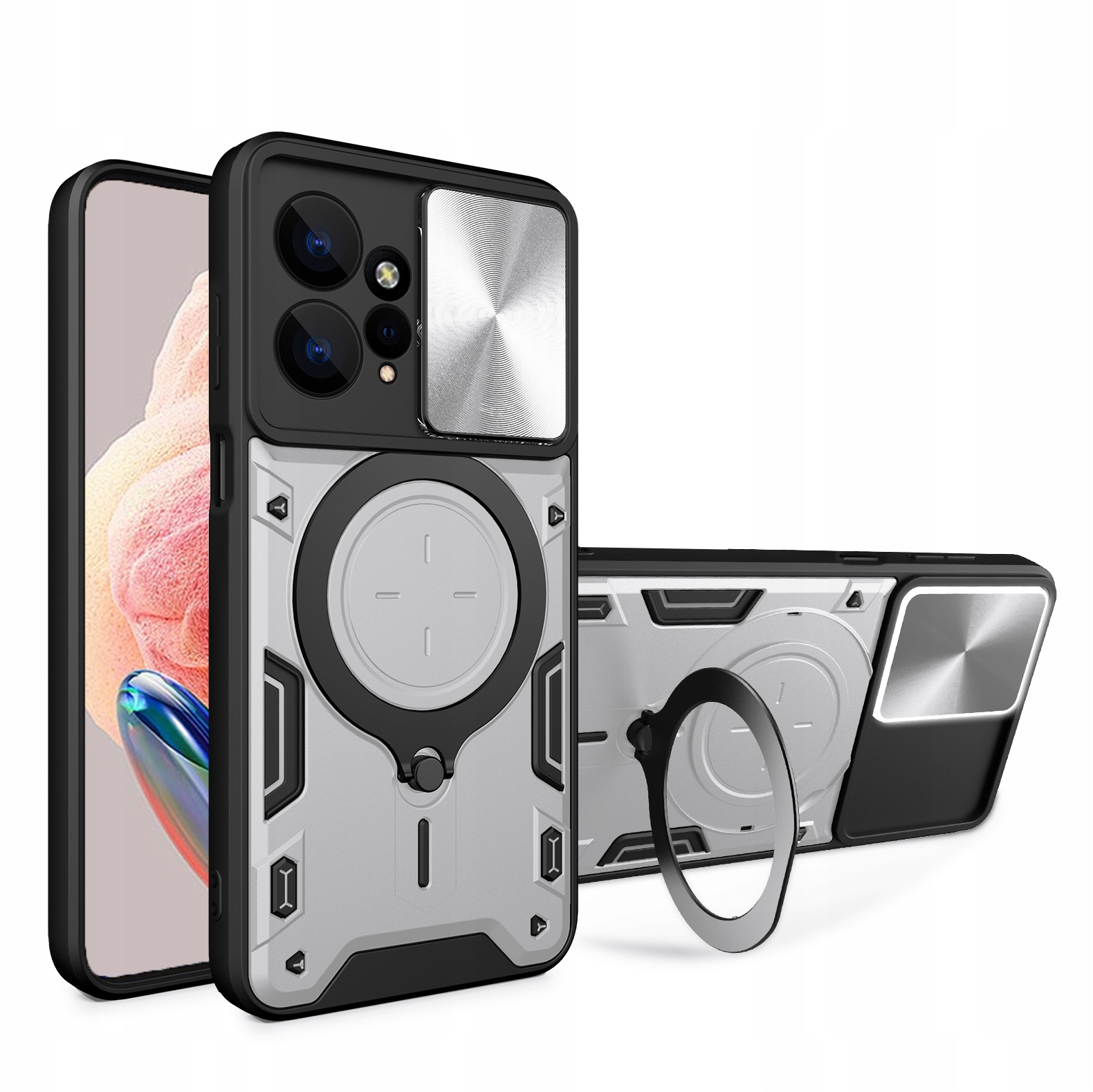 Etui FLASH SLIDE +SZKŁO DO XIAOMI REDMI NOTE 12 4G Kolekcja Flash Slide Ring