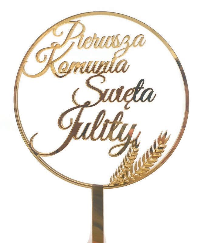 

Topper Komunia Święta z Imieniem imię Złote lustro