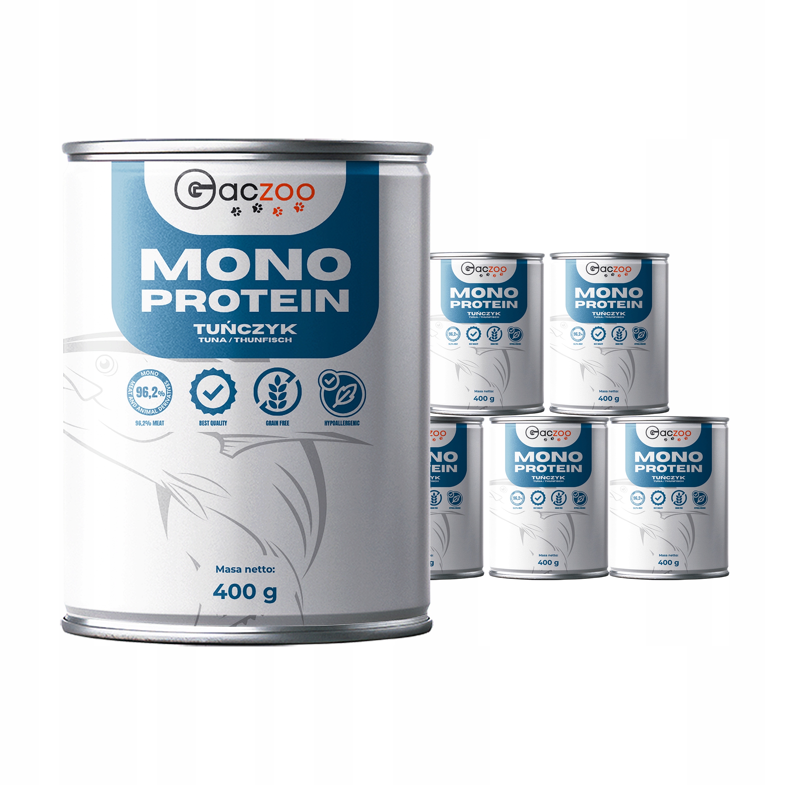 Levně Krmivo pro psy Gaczoo Mono Protein Tuňák 6 x 400 g, hypoalergenní