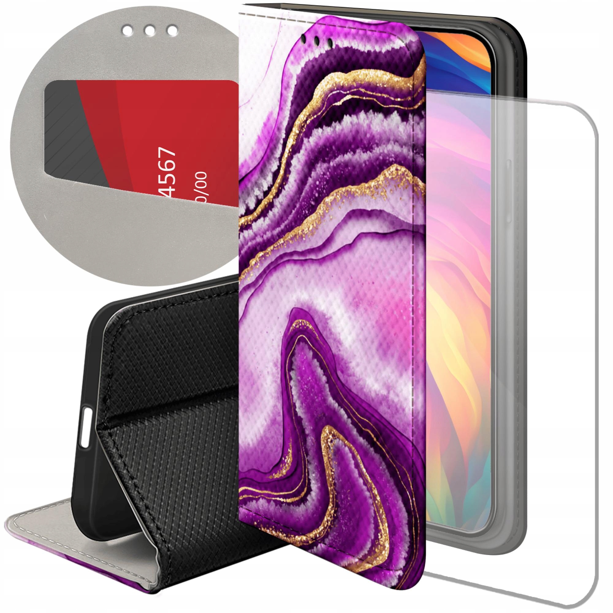 ETUI DO IPHONE 7 PLUS / 8 PLUS WZORY RÓŻOWY MARMUR PURPURA RÓŻ CASE +SZKŁO