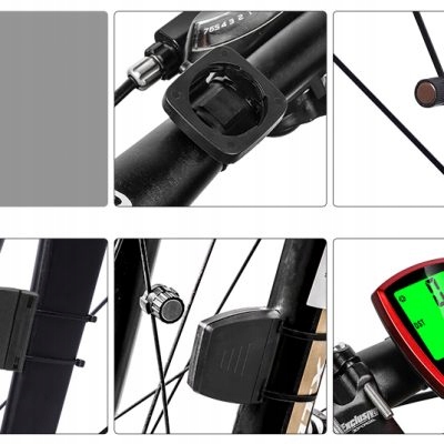 LICZNIK ROWEROWY PRZEWODOWY 28 FUNKCJI LCD DO ROWERU PRĘDKOŚCIOMIERZ IP68 Kod producenta BIKE-563A