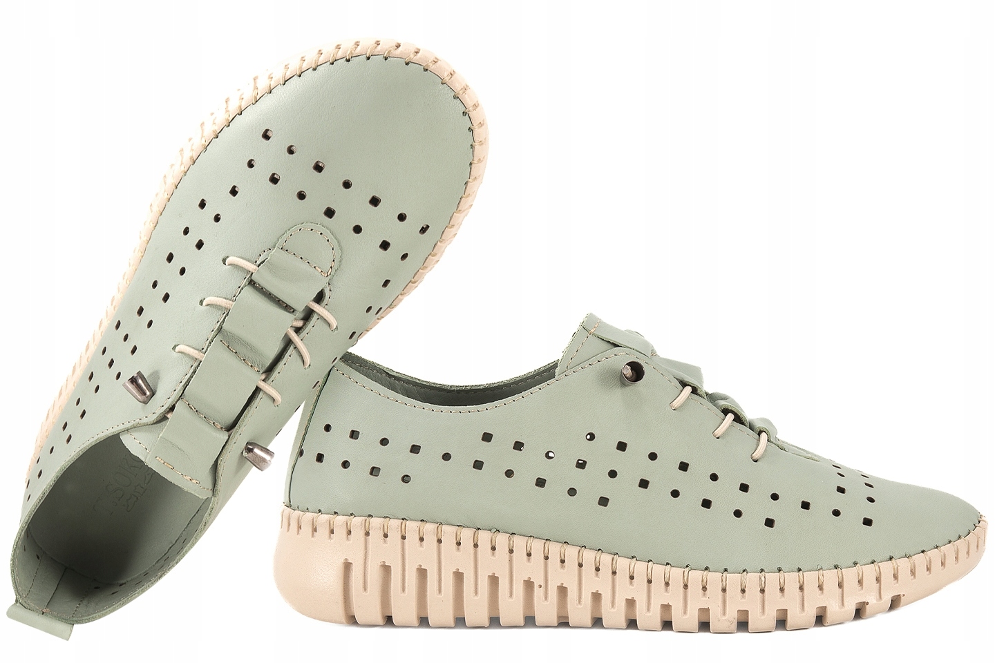 T.sokolski Og 4001 Kožené Ažurové Polobotky Tenisky Pu pistáciové 37