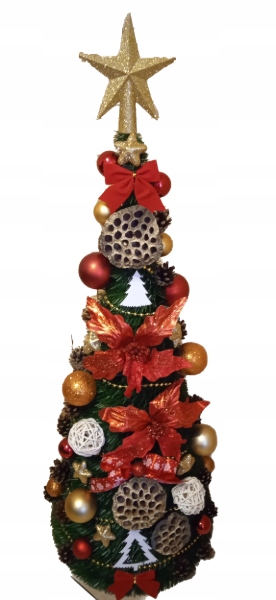 

Stożek choinka Ubrana z dekoracją Led 60 cm Gotowa